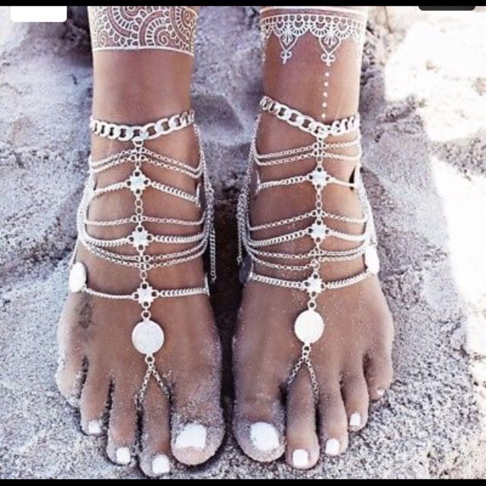 Vintage boho beach sandal foot&ankle chain - Picture 2 of 8